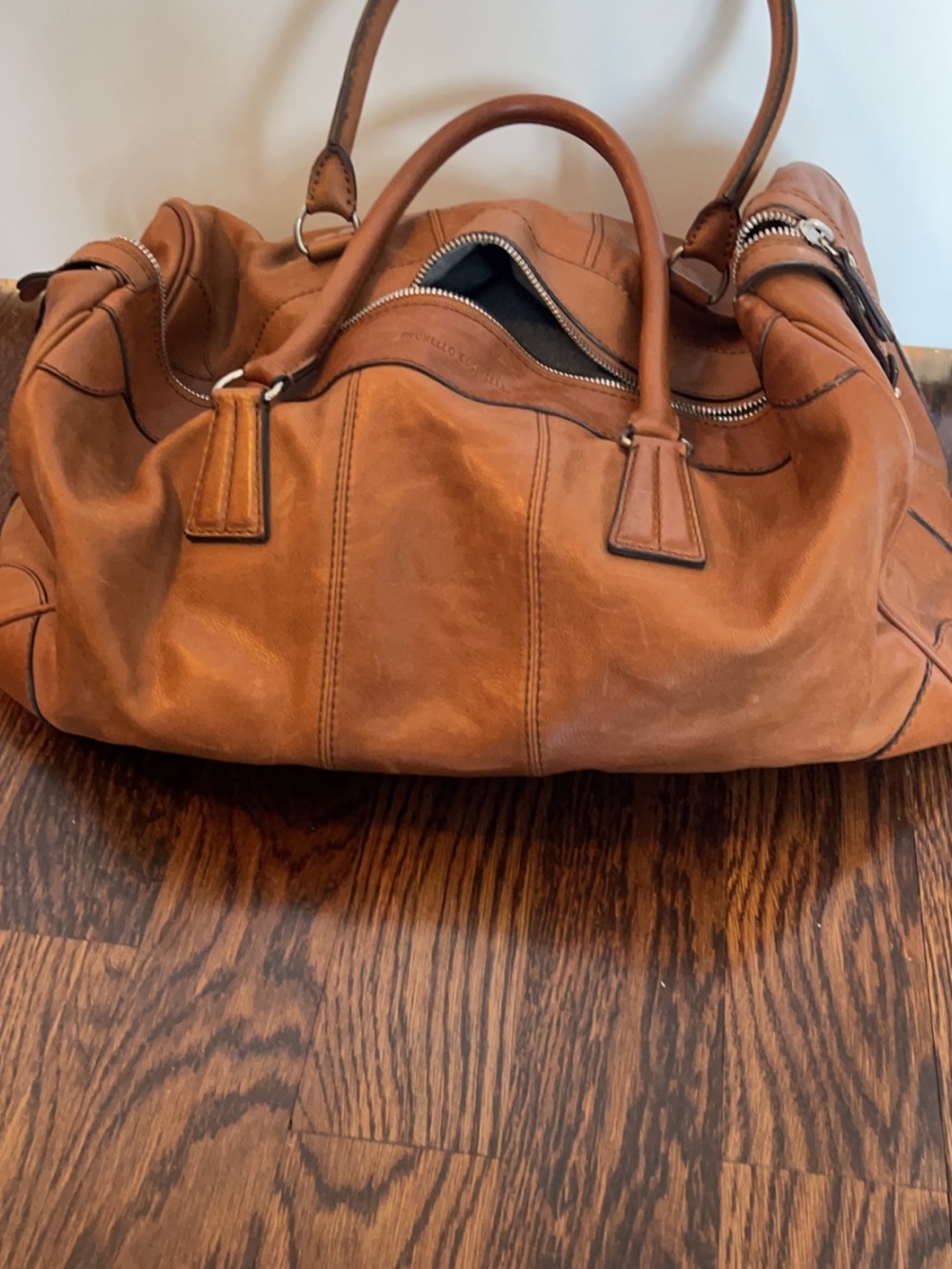 Brunello Cucinelli Classic Tan Leather Satchel Handbag - Women